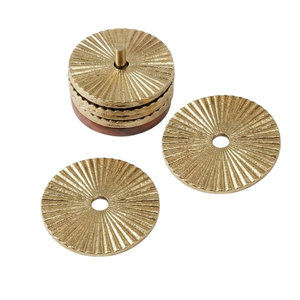 Wholesale Custom Logo Luxury <b>Gold</b> Hammered Metal <b>Coaster</b> Set Round Brass Cup Mat Eco-Friendly Table Decoration Accessories - Product Image 4