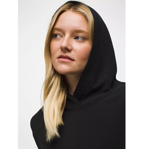 OEM Plain <b>Black</b> <b>Fleece</b> Hoodie Women Minimalist Crossover Collar Drop Shoulder Pullover Wholesale Price By Twin City Pakistan - Product Image 5