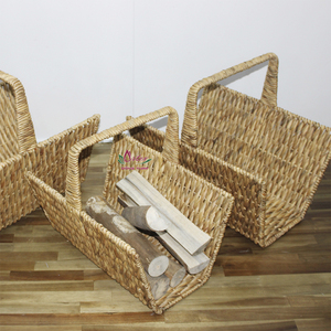 Artex Dong Thap Rustic Woven Firewood <b>Basket</b> Set 3-Piece Rectangle Classic Style <b>Wood</b> Storage <b>for</b> <b>Fireplace</b> - Product Image 5