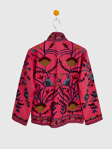 Hand Embroidered Floral Cotton Mandarin Collar Jacket Full Sleeve Regular Length Adult Women'<b>s</b> Spring Wear Prairie Chic Style - Product Image 6
