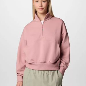 Custom Women's <b>Hooded</b> Winter Half <b>Zip</b> Fleece Sweatshirt-Loose Fit Solid Color Oversized Drop Shoulder Breathable & Anti-Wrinkle - Product Image 1