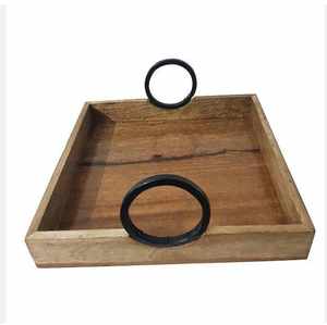 Plateau de service en bois gravé écologique pour bar, avec poignées, naturel, fait main, passe au lave-vaisselle, décoratif, luxueux, élégant, moderne - Product Image 4