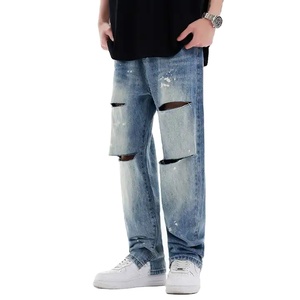 Best Manufacturing Top Quality Whole Sale Price <b>Men's</b> Distressed Trouser Denim Streetwear <b>Jeans</b> for <b>Men's</b> Distressed Trouser - Product Image 2