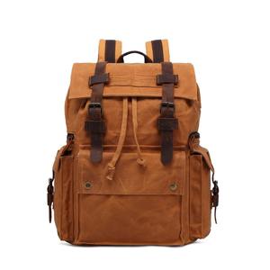 Genuine Leather Canvas Waterproof <b>Backpack</b> <b>Heavy</b> <b>Duty</b> Travel Laptop OEM Factory Direct Wholesale Bulk LCB-0013 - Product Image 2