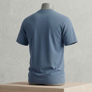 240GSM Heavyweight Cotton T-shirt <b>Slate</b> Blue Custom embroidery Logo Men's Plain Casual Tee High Quality Cotton T-shirt Wholesale - Product Image 4