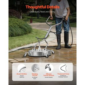 Idropulitrice ad Alta Pressione in Acciaio Inox da 21 Pollici con 4 Ruote, 4500 PSI Max, Attacco Rapido 3/8, Accessori per Pulizia Superfici - Product Image 5