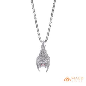 Collier pendentif aile de chauve-souris en argent 925 pour hommes et femmes, bijoux hip-hop streetwear, accessoire en moissanite - Product Image 1
