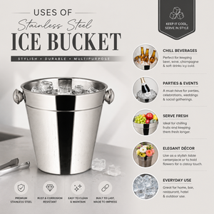 Best Quality 50 Oz Stainless Steel Metal Ice Bucket Double Wall Insulated Champagne Wine Beer <b>Cooler</b> For Parties Bar Home - Product Image 2
