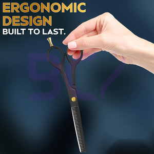 Tijeras de Entresacar Personalizadas de 6.5 Pulgadas, Color Negro, Alta Calidad, Mango Antideslizante de Fácil Agarre, Afiladas y Duraderas, Corte Suave - Product Image 4