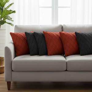 SOGA 6PC 45cm Classic <b>Red</b> Diamond and Charcoal Grey Cable Knit Pillow <b>Covers</b> Set Elegant <b>Cushion</b> Cases Collection - Product Image 3