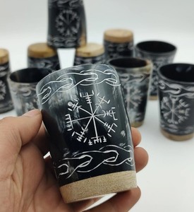 Natural Horn Glass Premium Handcrafted Eco Friendly Drinking Glass Durable Unique Gift <b>Kitchen</b> <b>Decor</b> Set <b>Item</b> - Product Image 3