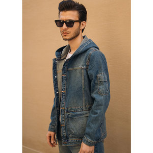 Sun Faded Vintage Denim Jacket Loose Fit <b>Jean</b> Jacket Puff Print Streetwear Denim Jacket Heavy Fabric <b>Jean</b> Coat - Product Image 5