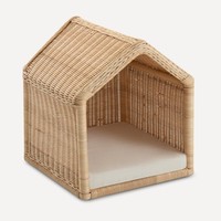 Cesta de mimbre trenzado para perros, sofá premium para cachorros, cama tipo lounge, camas para mascotas a precio económico y otros accesorios