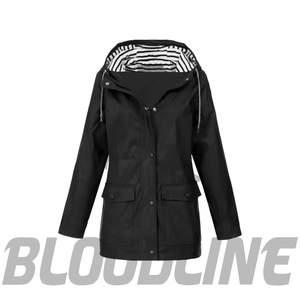 Chaqueta impermeable con capucha para mujer, color rosa, con estampado de murciélagos, manga larga, ropa de abrigo para invierno - Product Image 4