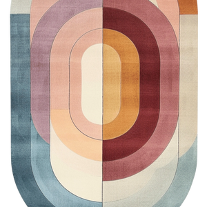 Tapis en laine fait main au design abstrait moderne, coloré, de forme ovale, pour salon, décoration artistique pour la maison, cadeau de pique-nique - Product Image 4