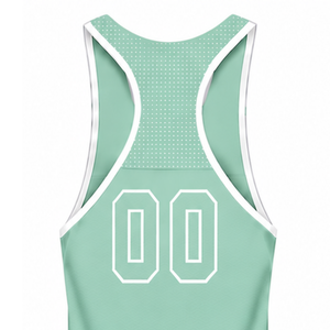 Débardeur de natation vert menthe et blanc, sans manches, dos nageur, léger, séchage rapide, respirant, pour l'entraînement et la performance athlétique - Product Image 5