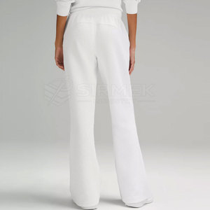 SIRMEK <b>Women's</b> White Flared Pants High Quality Knitted <b>Fleece</b> Loose Fit Casual <b>Trousers</b> - Product Image 2