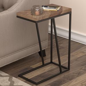 Tavolo Console Rustico con Motivo a Spina di Pesce e Dettagli in Nero Sabbiato - Product Image 1