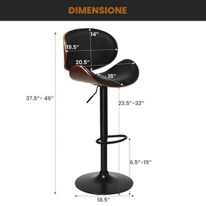Set di 2 Sgabelli da Bar Girevoli Regolabili in Pelle PU con Poggiapiedi Curvo per Uso Interno in Cucina - Product Image 5