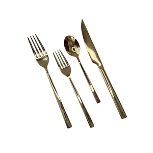 13. Ensemble de couverts de luxe 4 pièces en acier inoxydable, finition miroir, avec poignée torsadée moderne, couverts ergonomiques en métal - Product Image 2