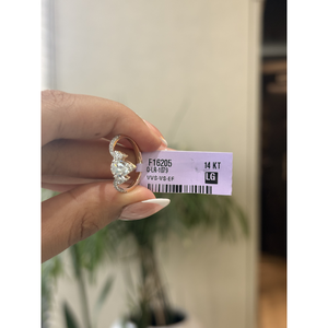 Bague élégante en or massif avec diamant de laboratoire en forme de poire, motif aile de chevron, 1,1 carat VVS VS EF, bijou de fiançailles pour femme - Product Image 2