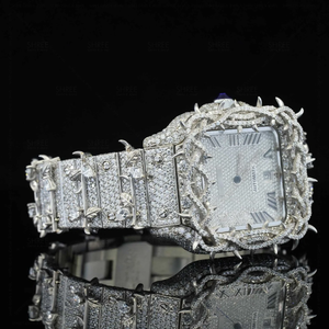 Reloj de Lujo Cuadrado de Acero Inoxidable al por Mayor con Movimiento ETA, Correa de 20mm, Esfera de Cristal, Puntero, Diamante Moissanita, Estilo Hip Hop Iced - Product Image 2