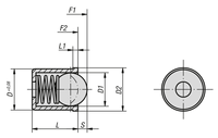 Ressort à poussoir K0333, version lisse, D=3 L=4, en acier inoxydable, composants : acier inoxydable