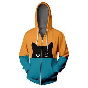 Sudaderas con capucha y cremallera con estampado 3D de gato personalizadas para hombres y mujeres, de manga larga, estilo casual y urbano. - Product Image 5
