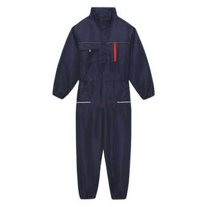 Navy Blue Work Coverall With Red Zipper Pocket Mechanical Uniform Industrial Utility <b>Overalls</b> For <b>Construction</b> Workwear - Product Image 1