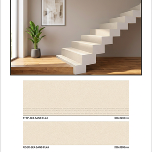กระเบื้องปูพื้นแบบเต็มแผ่นขนาด 1200x300 มม. และ 1200x200 มม. - สีเบจด้านกันลื่นสำหรับบันได ผลิตจากโรงงานโดยตรง - Product Image 1