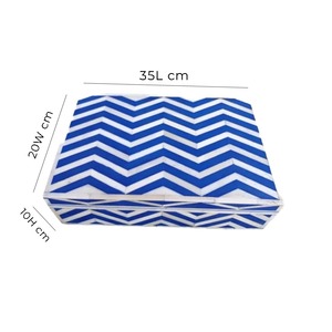 Handmade Bone Inlay Chevron <b>Box</b> Blue & White Zigzag Geometric Design Pattern Luxury Jewelry <b>Trinket</b> Decorative Storage <b>Box</b> - Product Image 5