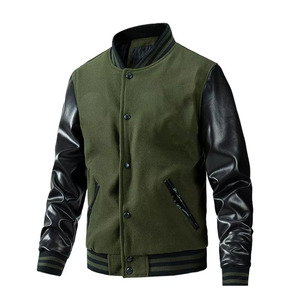 Custom Embossedhip logo Streetwear Baseball Jacket Fashion Bear Patch Cotton Letterman Uniform Men Designer Varsity Jacket - Product Image 3