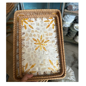 ถาดเสิร์ฟหวายธรรมชาติประดับมุกสำหรับตกแต่งบ้าน - Product Image 5