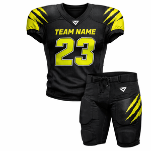 Conjunto de Uniforme de Fútbol Americano Personalizado para Hombre, Jersey y Pantalones Negros y Amarillos, Transpirable, de Poliéster, para Verano, con Impresión del Nombre del Equipo, para Entrenamiento - Product Image 1