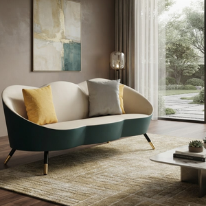 Canapé deux places en tissu moderne de luxe, design scandinave, avec structure en chêne américain massif, canapé rembourré haut de gamme - Product Image 1