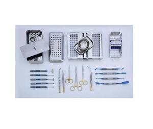 Kit d'instruments chirurgicaux dentaires manuels réutilisables en acier inoxydable certifié CE Classe I avec poignée moletée couleur argent - Product Image 2