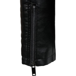 Men's New Arrival Winter Fashion <b>Jacket</b> Solid Color PU Leather with <b>Hooded</b> Sheep <b>Fur</b> Decoration Men's Stylish Leather <b>Jacket</b> - Product Image 2