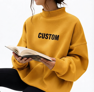 เสื้อสเวตเชิ้ตคอเต่าทรงโอเวอร์ไซส์สำหรับผู้หญิง ผลิตตามแบบ OEM ผ้าเฟรนช์เทอร์รี่ย้อมสีพรีเมียม ทรงหลวม สวมใส่สบาย เหมาะสำหรับฤดูหนาว สไตล์สตรีทแวร์ - Product Image 1