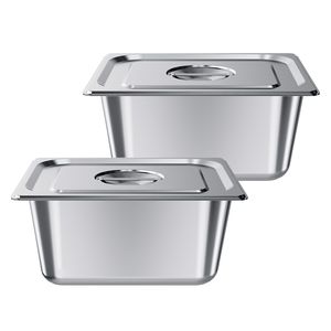 Set di 2 Coperchi per Pentole a Vapore in Acciaio Inox 1/2, Profondità 6 Pollici, Riutilizzabili, Antiaderenti, per Ristoranti e Attrezzature di Riscaldamento - Product Image 1