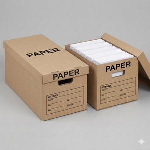 Wholesale Portable Office Document Storage <b>Paper</b> <b>Box</b> with Removable Lid Custom Color Logo Printed Cardboard Organizer <b>Box</b> Handle - Product Image 4