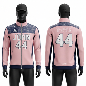 Custom Unisex Lacrosse Training <b>Jacket</b> 330grams Fleece Hooded <b>Pink</b> Navy Solid Sublimation Logo Autumn <b>Waterproof</b> Breathable - Product Image 1