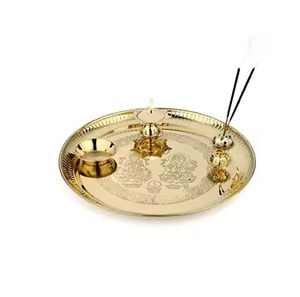 Luxury Brass Pooja Thali Temple <b>Mandir</b> Plate Religious Puja Thali Home Decor - Product Image 1
