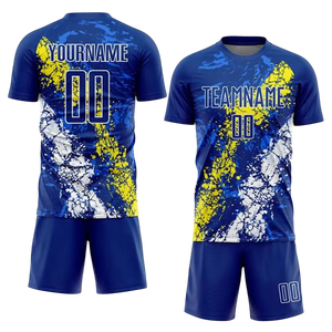 Uniforme de fútbol personalizado conjunto hombres niños transpirable 100% poliéster fútbol Jersey pantalones cortos Kit equipo partido entrenamiento desgaste OEM ODM - Product Image 4