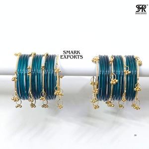 Ensemble de bracelets en gelée de Cachemire Morpankhi Ghungru pour les deux mains, Chudi indien traditionnel, mode féminine, plaqué or, 32 pièces - Product Image 5