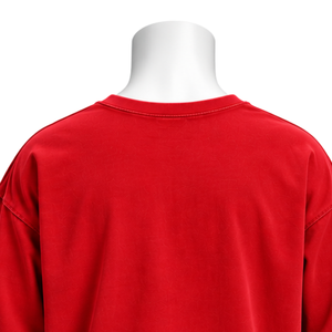 <b>Red</b> Reversed LS Tee <b>Oversized</b> Long Sleeve Cotton T <b>Shirt</b> Washed Finish Drop Shoulder Casual Streetwear Loose Fit Everyday Top - Product Image 4