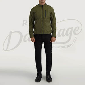 Chaqueta Acolchada Verde Oliva para Hombre, Cuello Alto, Corte Ajustado, Cálida, Ligera, Resistente al Viento, para Invierno - Product Image 4