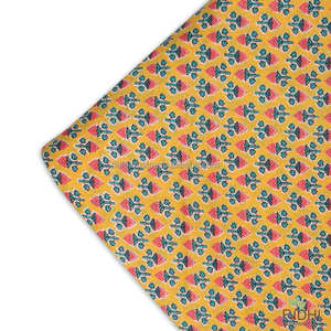 100% อินเดียผ้าฝ้ายแท้พิมพ์ลายดอกไม้สีเหลืองต้นสนสีเขียวชมพูสำหรับผู้หญิงงานฝีมือกระเป๋ากลางแจ้ง - Product Image 3