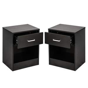 2pcs Black <b>Nightstands</b> with Drawer Elegant Furniture Accessory - Product Image 3