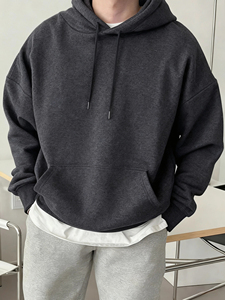 Pull à capuche d'hiver pour homme 100% coton, écologique, anti-boulochage, anti-rétrécissement, anti-plis, en tissu tricoté 250g, coupe classique - Product Image 3