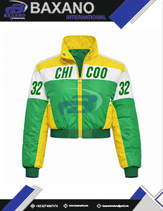 เสื้อแจ็คเก็ตครอปปักลายสำหรับสตรีชมรม Chi Eta Phi  เสื้อผ้าสไตล์กรีก วินเทจ สีเขียวและเหลือง แจ็คเก็ตบอมเบอร์แบบวาร์ซิตี้  โลโก้สั่งทำได้ - Product Image 4